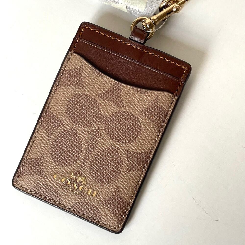 Coach CZ285 Signature Canvas ID Lanyard Card Holder